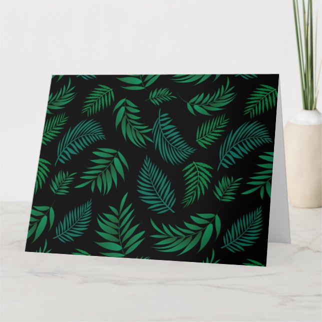 Tropical Leaves Pattern 2 Letterpress Thank You Card (Front)