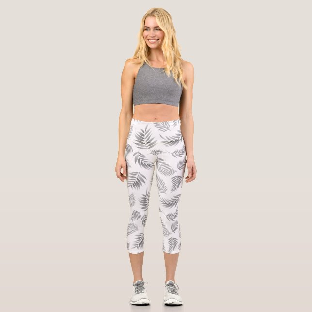 Tropical Leaves Pattern 3 Capri Leggings (Front)