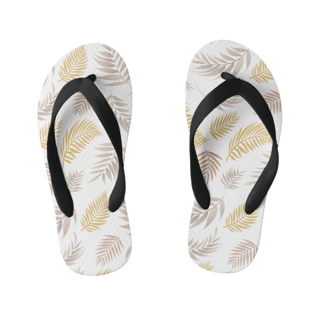 Tropical Leaves Pattern 7 Kid's Flip Flops (Footbed)