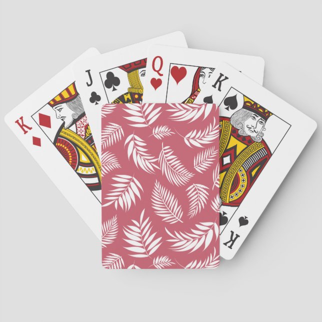 Tropical Leaves Pattern 8 Poker Cards (Back)
