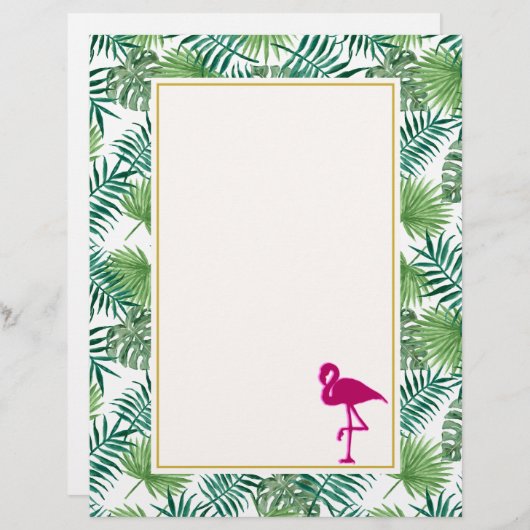 Tropical Leaves Pattern and Pink Flamingo (Front/Back)