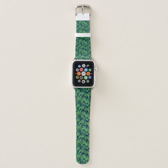 Tropical Leaves Pattern Apple Watch Band (Front)