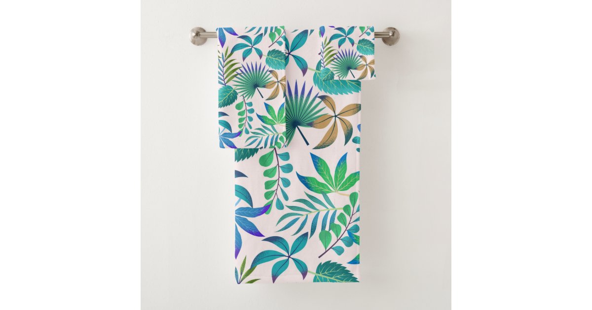 Tropical leaves pattern bath towel set Zazzle