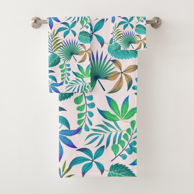 Tropical leaves pattern bath towel set Zazzle