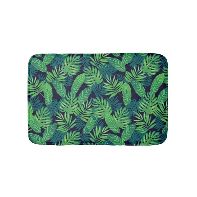 Tropical Leaves Pattern Bathroom Mat (Front)