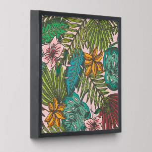Tropical Leaves Pattern - Boho Floral Decor Peel And Stick Photo Tile