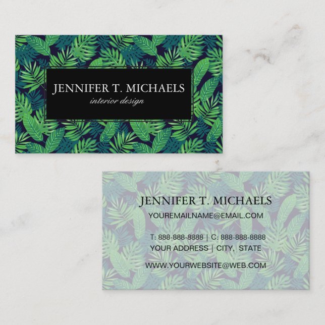 Tropical Leaves Pattern Business Card (Front/Back)