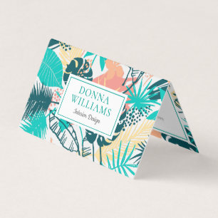 Tropical leaves pattern business card