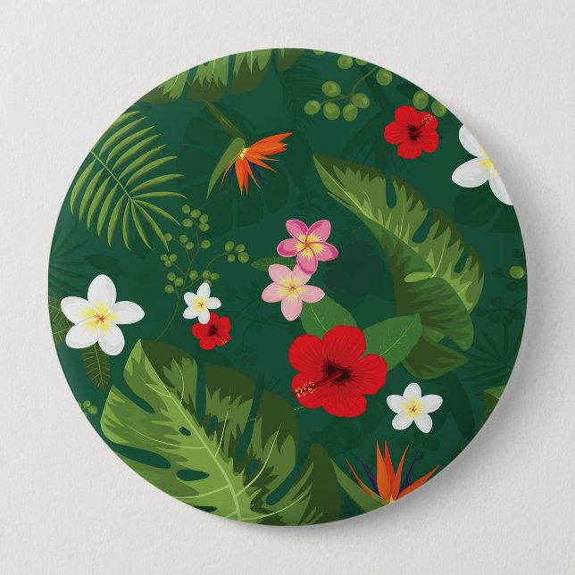 Tropical Leaves Pattern Button (Front)