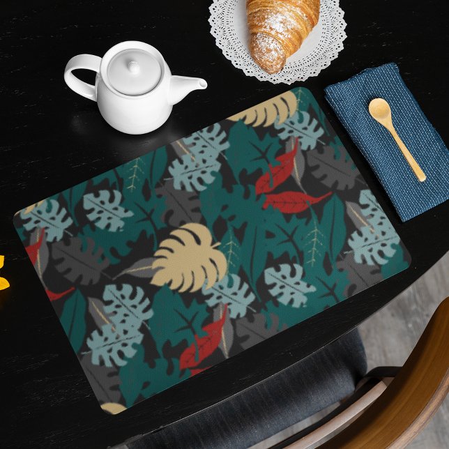 Tropical Leaves Pattern Cloth Placemat (Forest leaves theme placemat)