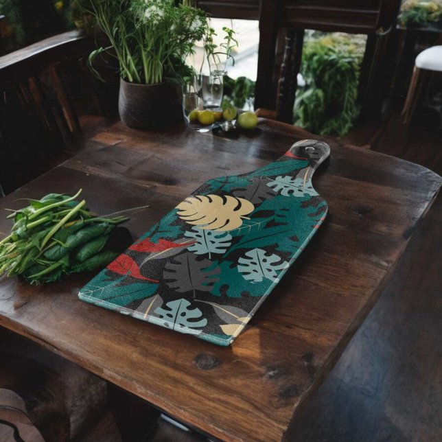 Tropical Leaves Pattern Cutting Board (chopping board)