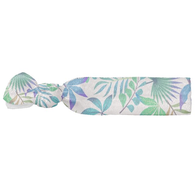 Tropical leaves pattern elastic hair tie (Left)