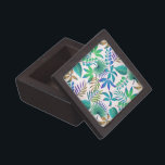 Tropical leaves pattern gift box<br><div class="desc">Green and blue tropical leaves seamless pattern.</div>