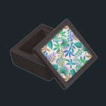 Tropical leaves pattern gift box<br><div class="desc">Green and blue tropical leaves seamless pattern.</div>