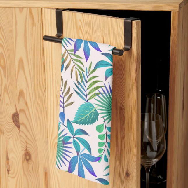 Tropical leaves pattern kitchen towel (Thirds Fold)