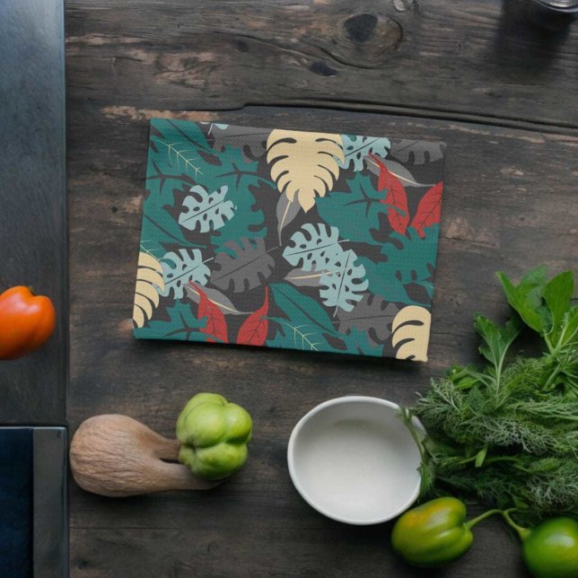Tropical Leaves Pattern Kitchen Towel (Kitchen Towel)