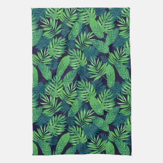 Tropical Leaves Pattern Kitchen Towel (Vertical)