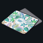 Tropical leaves pattern laptop sleeve<br><div class="desc">Green and blue tropical leaves seamless pattern.</div>