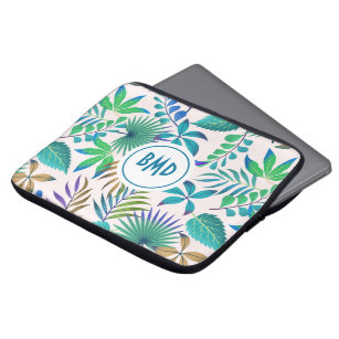 Tropical leaves pattern laptop sleeve