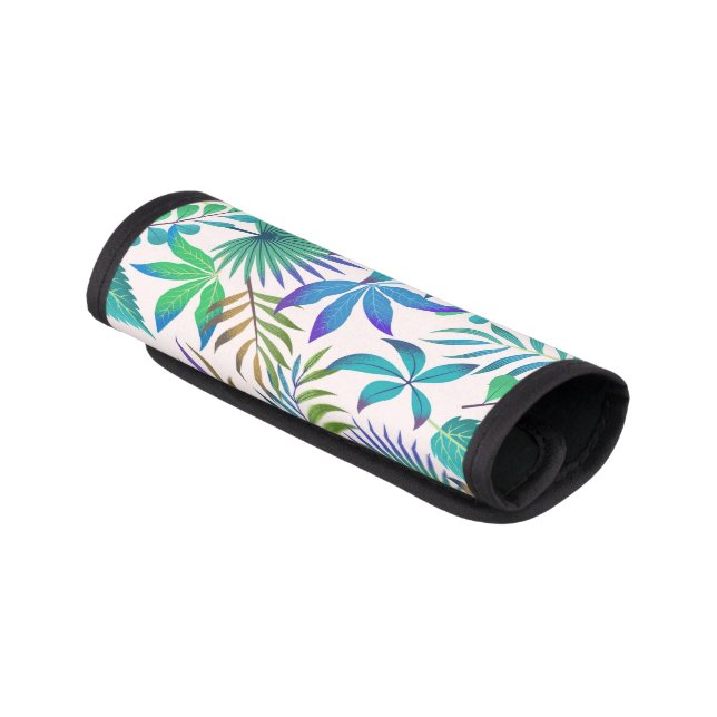 Tropical leaves pattern luggage handle wrap (Angled)