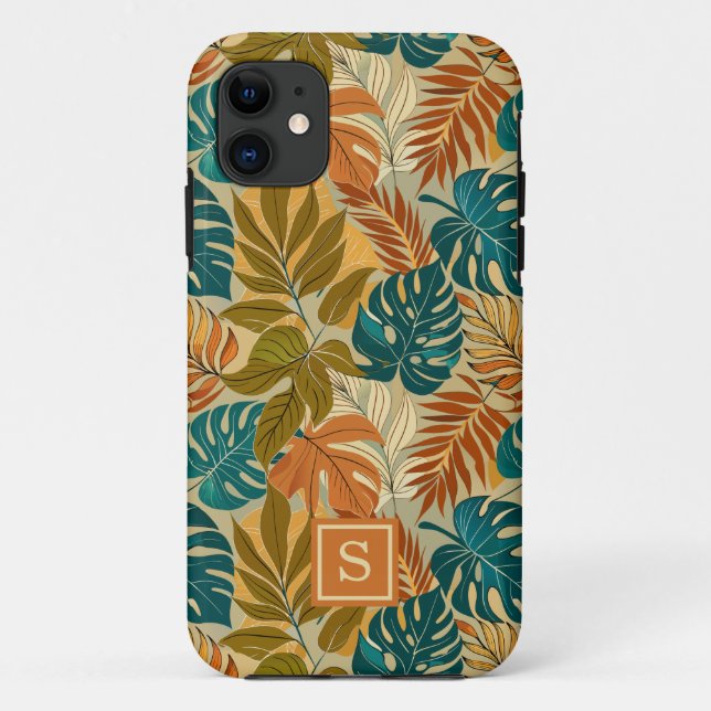 Tropical Leaves Pattern Monogram  Case-Mate iPhone Case (Back)
