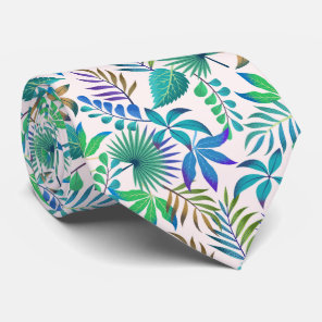 Tropical leaves pattern neck tie
