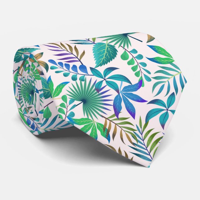 Tropical leaves pattern neck tie (Rolled)