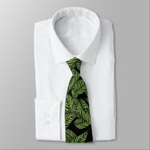 Tropical Leaves Pattern Neck Tie