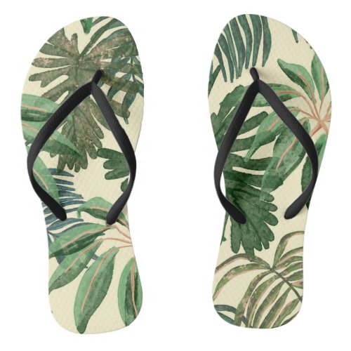 Tropical Leaves pattern Pair of Flip Flops
