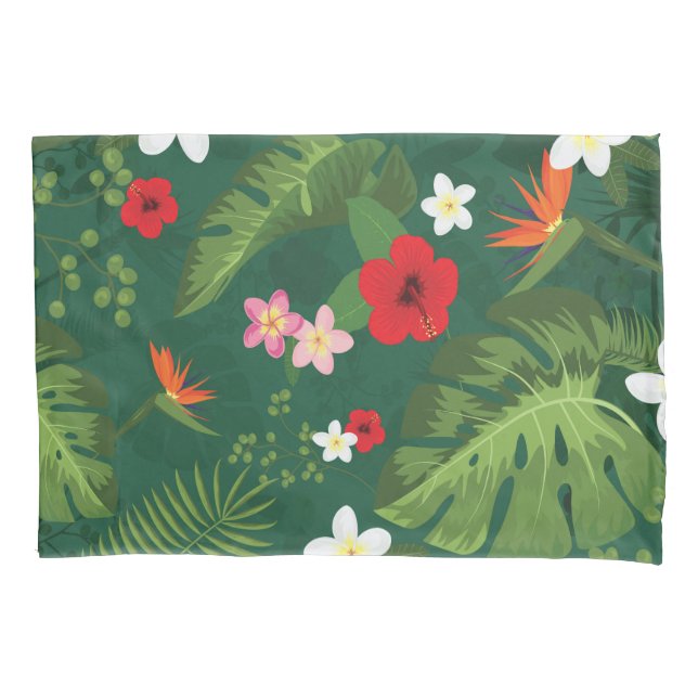 Tropical Leaves Pattern Pillow Case (Front-Left)