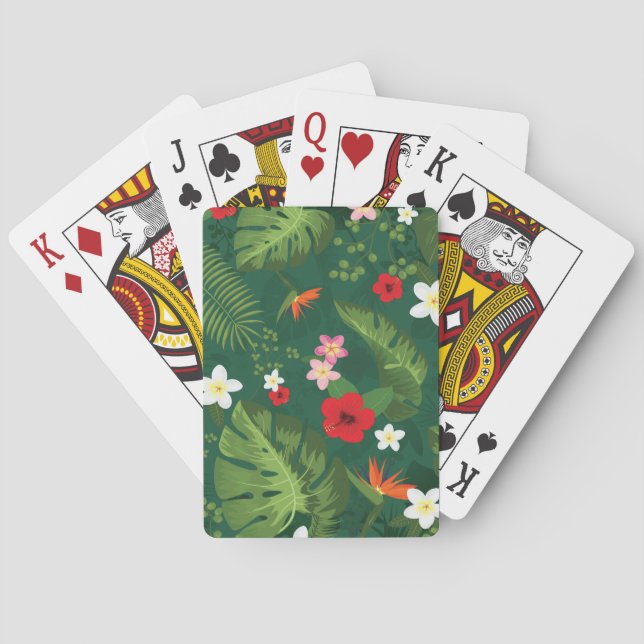 Tropical Leaves Pattern Poker Cards (Back)
