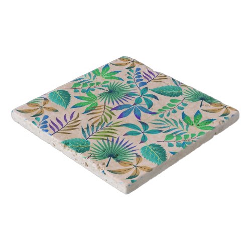 Tropical leaves pattern serving tray trivet