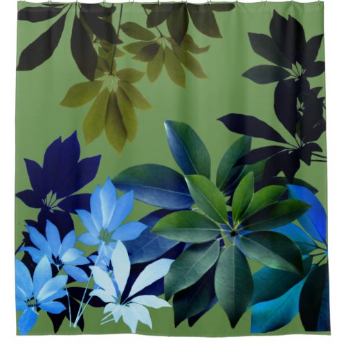 Tropical Leaves Pattern  Shower Curtain