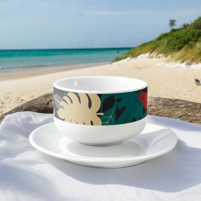 Tropical Leaves Pattern Soup Mug (Soup Mug)