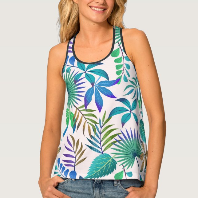 Tropical leaves pattern tank top (Front)