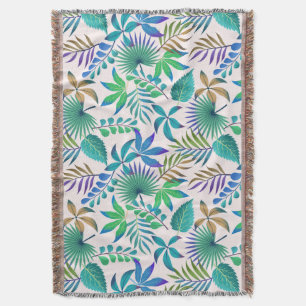 Tropical leaves pattern throw blanket