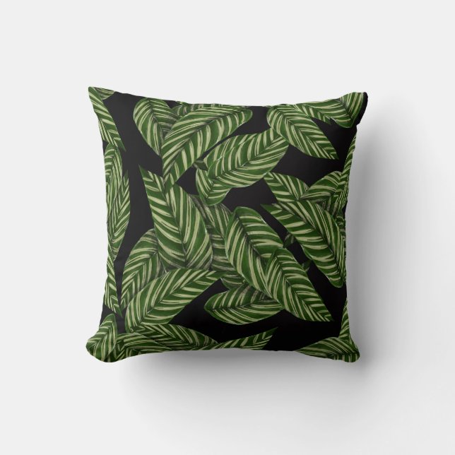 Tropical Leaves Pattern Throw Pillow (Front)