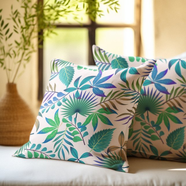 Tropical leaves pattern throw pillow (Creator Uploaded)