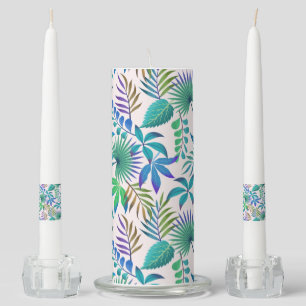 Tropical leaves pattern unity candle set