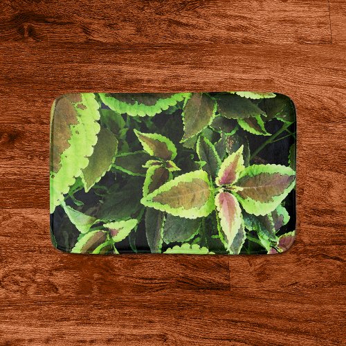 Tropical Leaves Pattern Watercolor Bathroom Mat