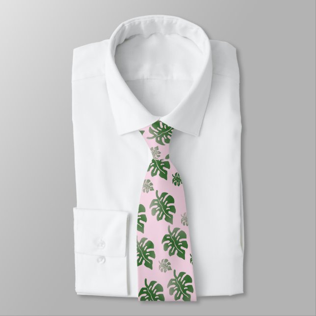 Tropical Leaves Pattern Wedding Party Dancing  Neck Tie (Tied)