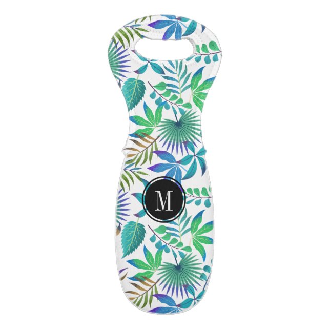 Tropical leaves pattern wine bag (Front Flat)