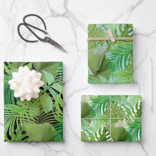 Tropical Leaves Pattern Wrapping Paper Sheet Set