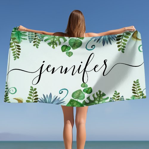 Tropical Leaves Personalized Nam Beach Towel