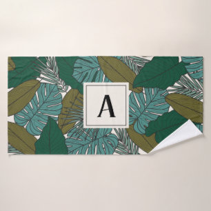 Tropical Leaves Personalized Name Bath Towel