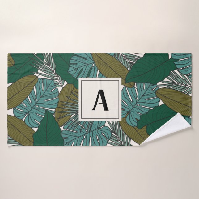 Tropical Leaves Personalized Name Bath Towel (Bath Towel)