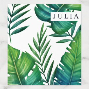 Tropical Leaves Personalized Watercolor Envelope Liner