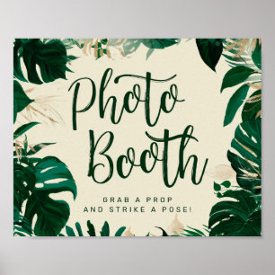 Tropical Leaves Photo Booth Wedding Reception Sign