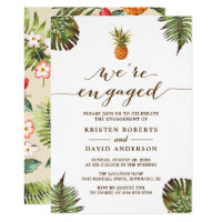 Tropical Leaves Pineapple Beach Engagement Party Invitation