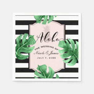 Tropical Leaves & Pineapple Elegant Modern Wedding Paper Napkins
